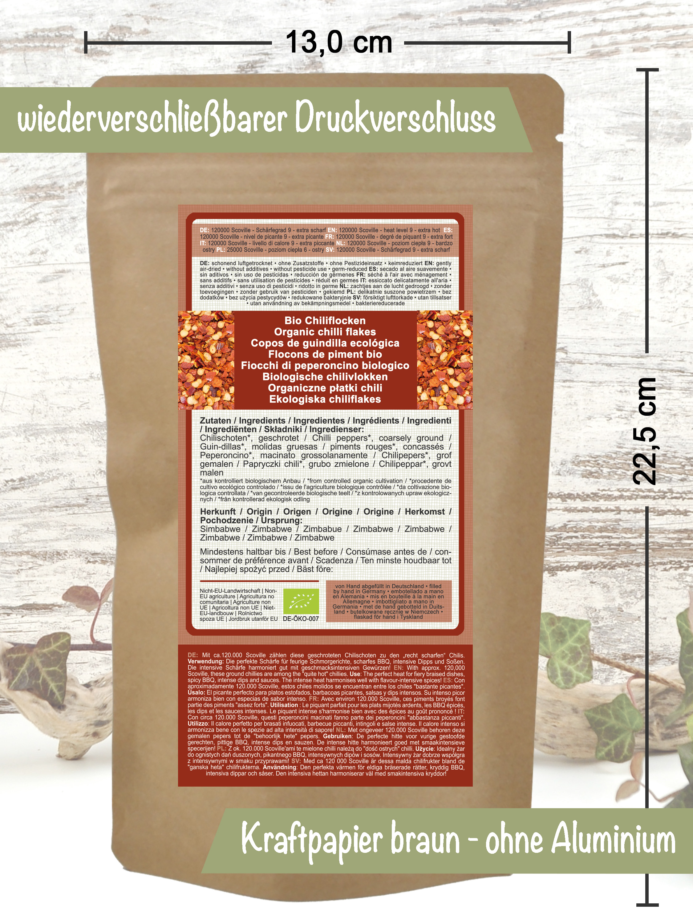 Bio Chili extra scharf - geschrotet, 120.000 SCU