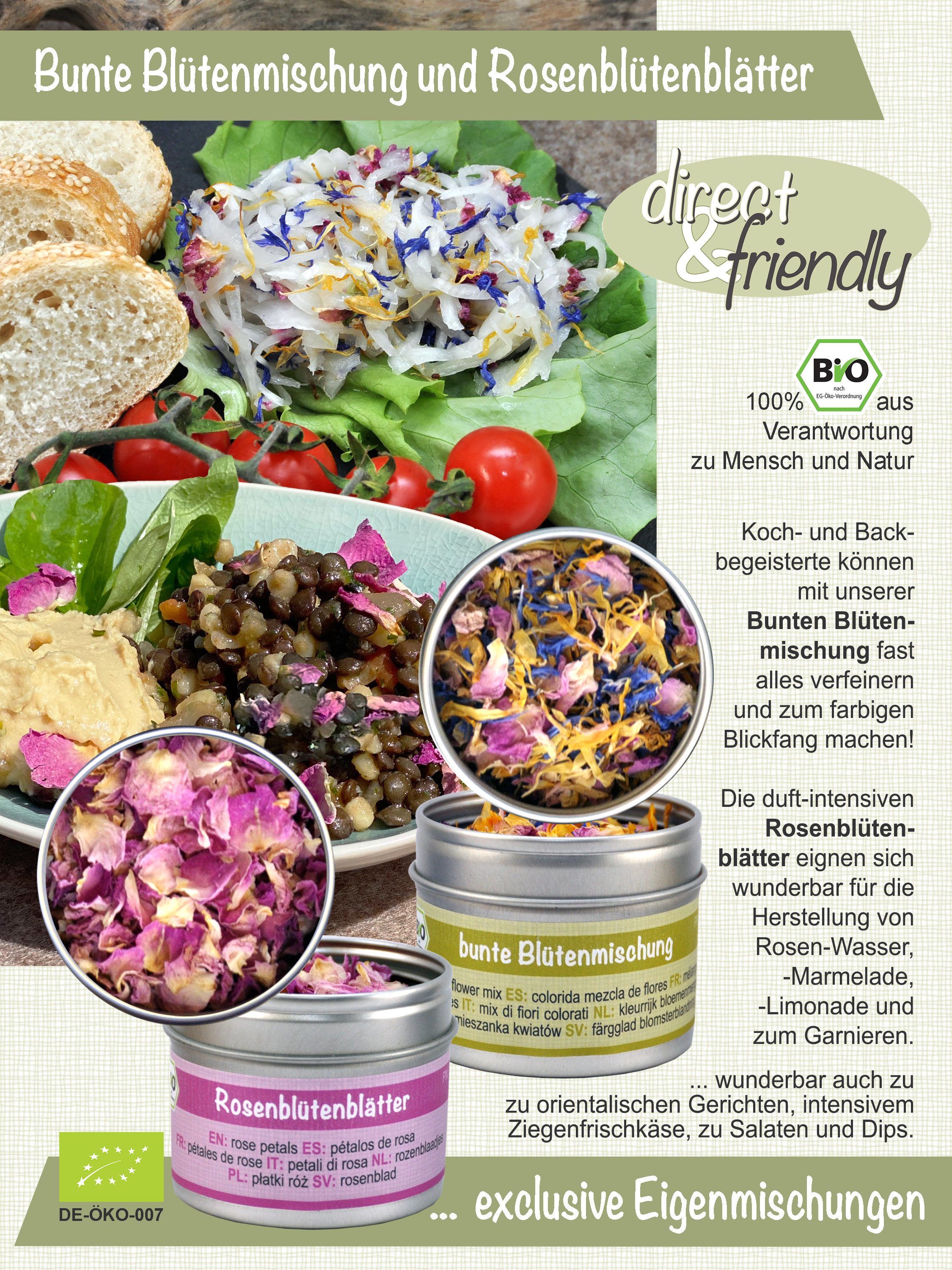 Blütenblätterreigen - Bio Geschenkset mit 6 verschiedenen Bio Blütenblätter