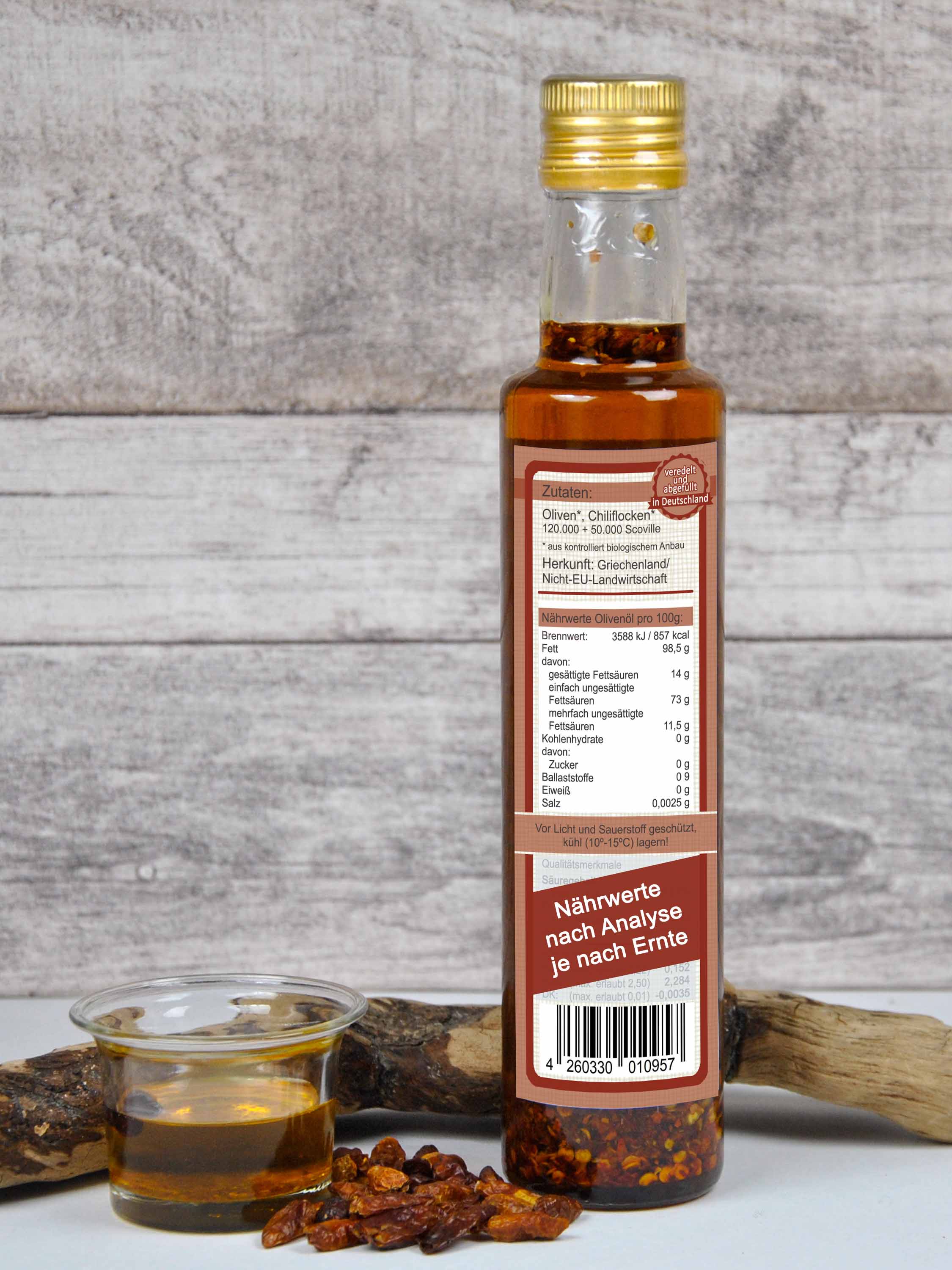 "unser Scharfes" extra natives Bio Olivenöl mit scharfer Chili