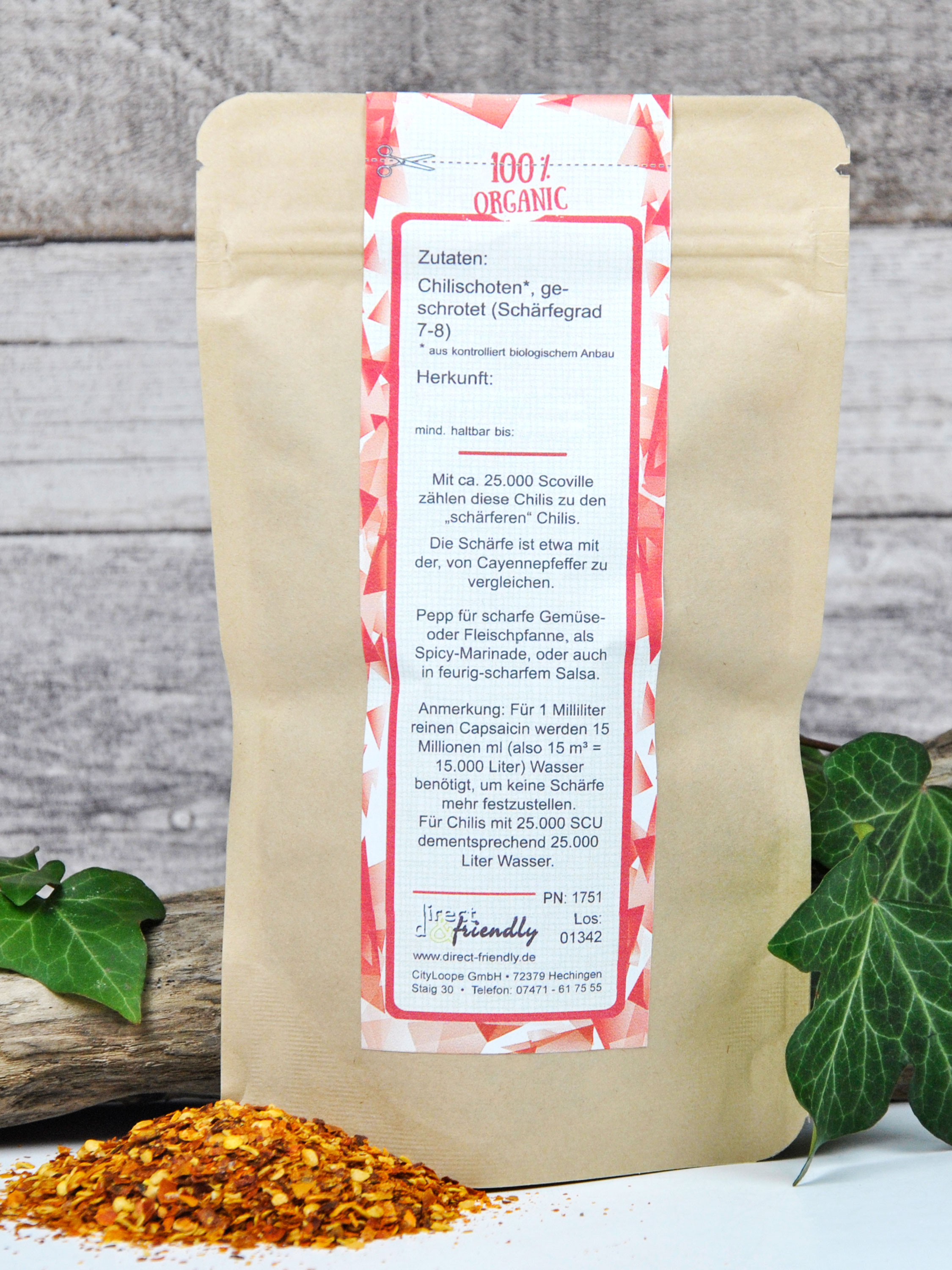 Bio Chili scharf - geschrotet, 25.000 SCU