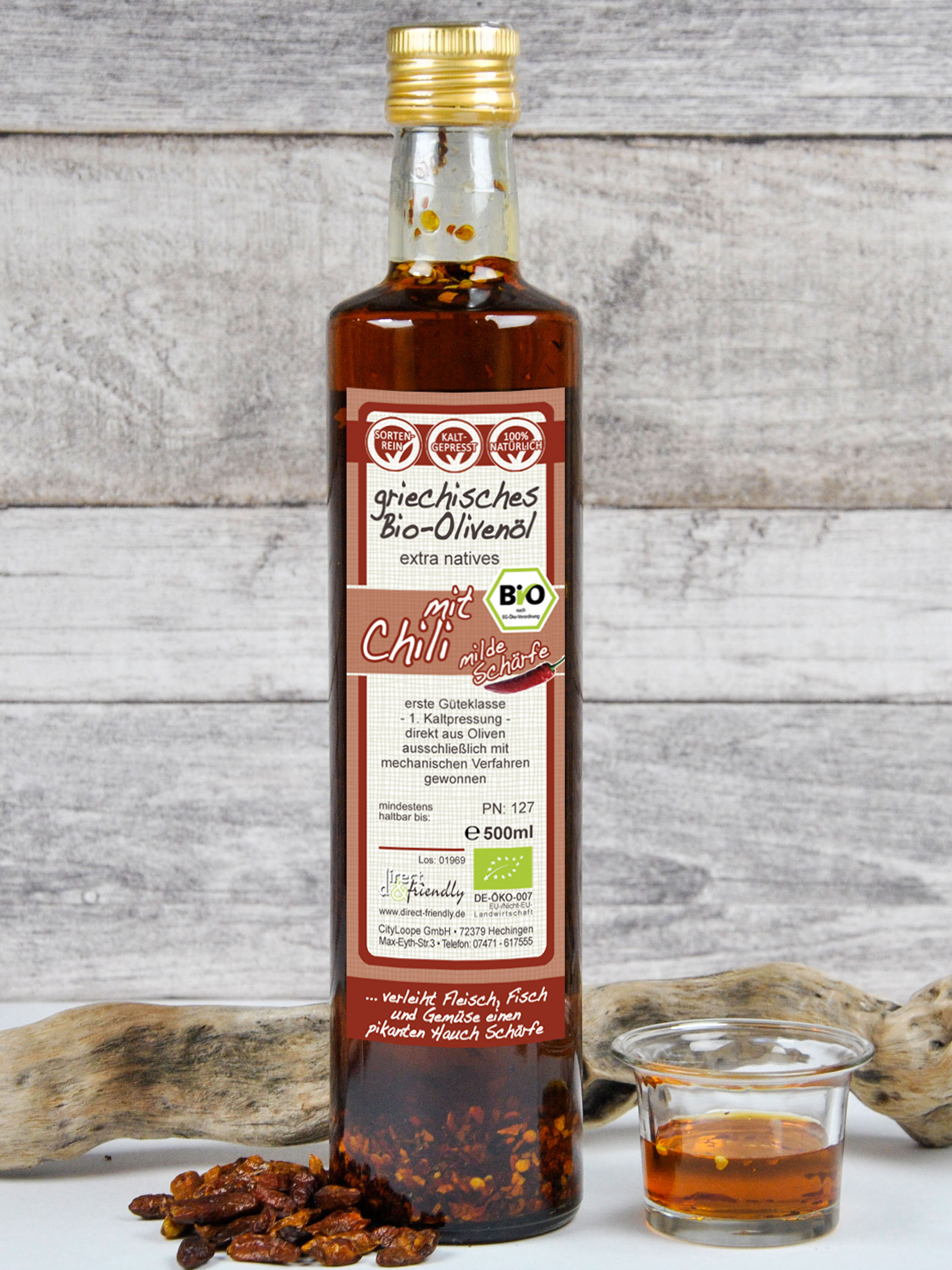 Extra natives Bio-Olivenöl mit milder Chili