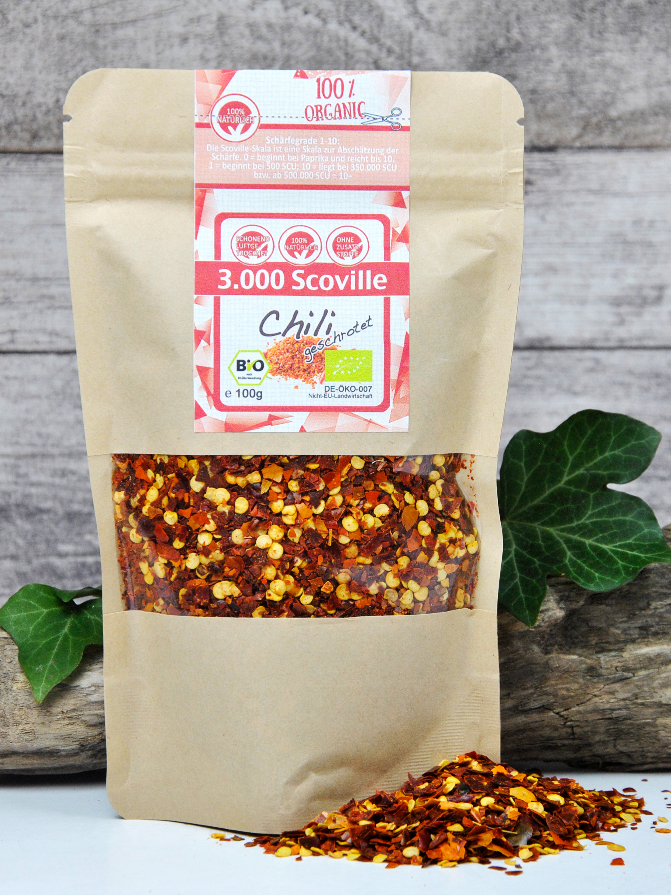 Bio Chili mittelscharf - geschrotet, 3.000 SCU