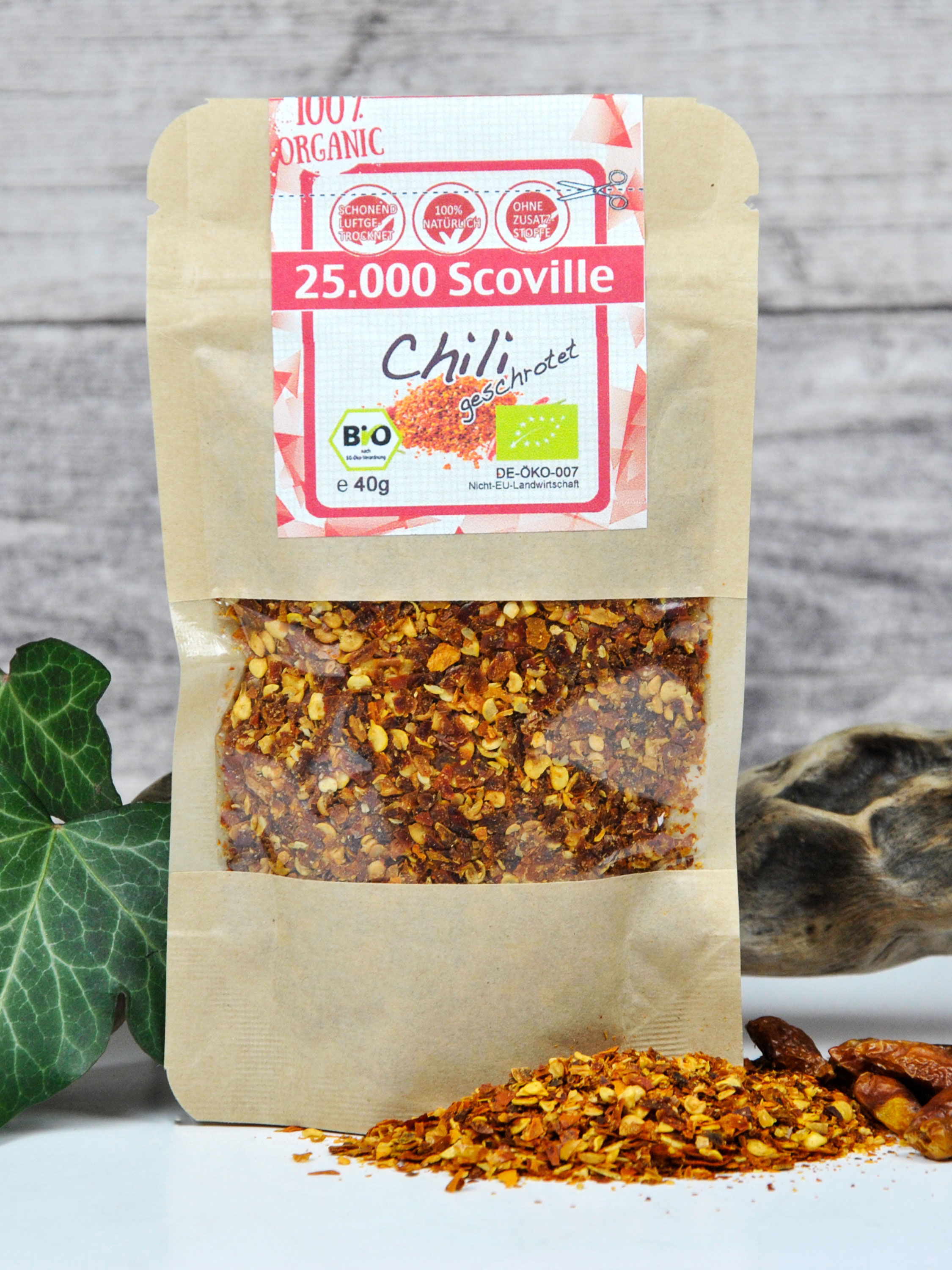 Bio Chili scharf - geschrotet, 25.000 SCU