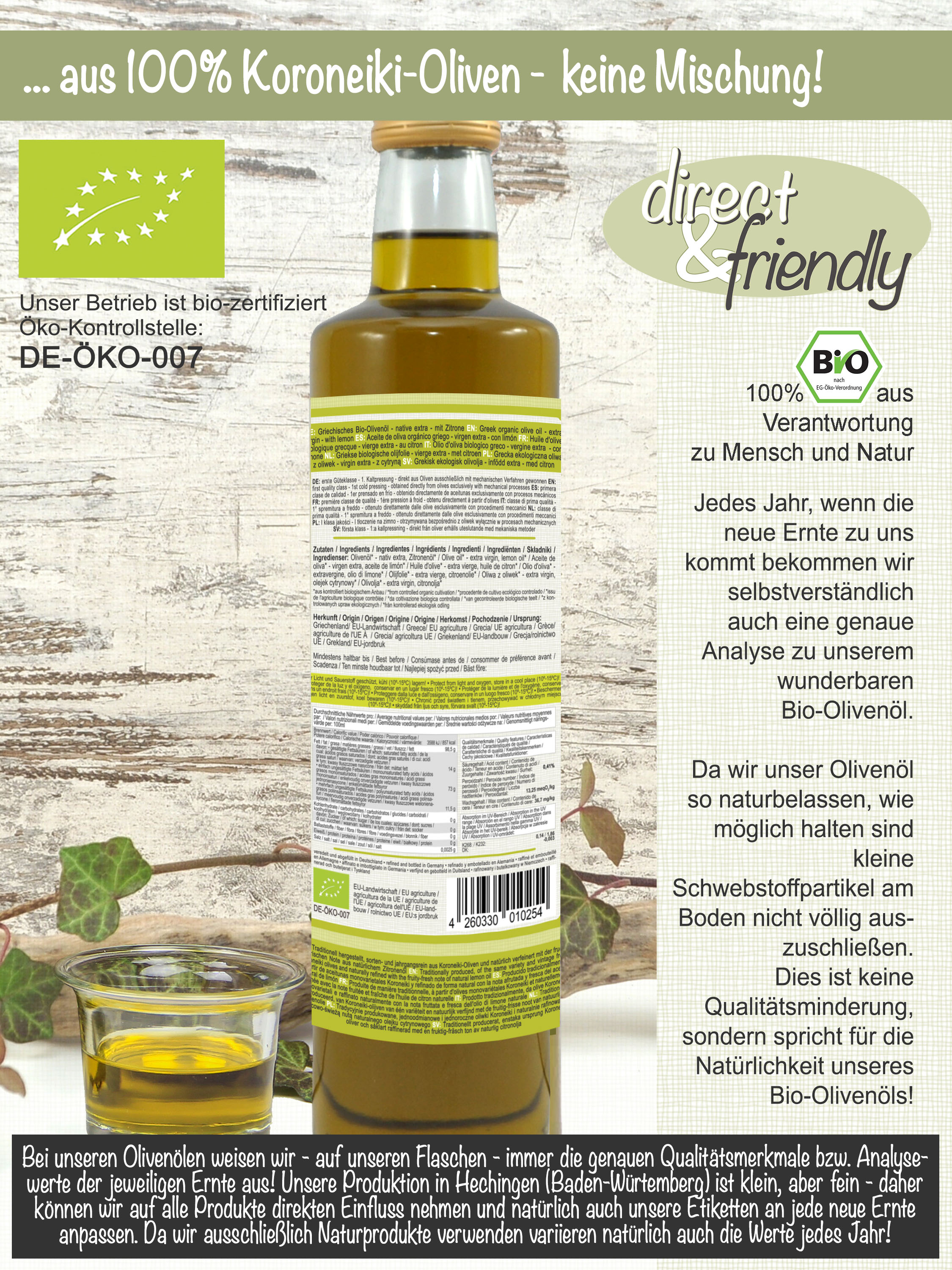 Extra natives Bio Olivenöl mit Zitrone