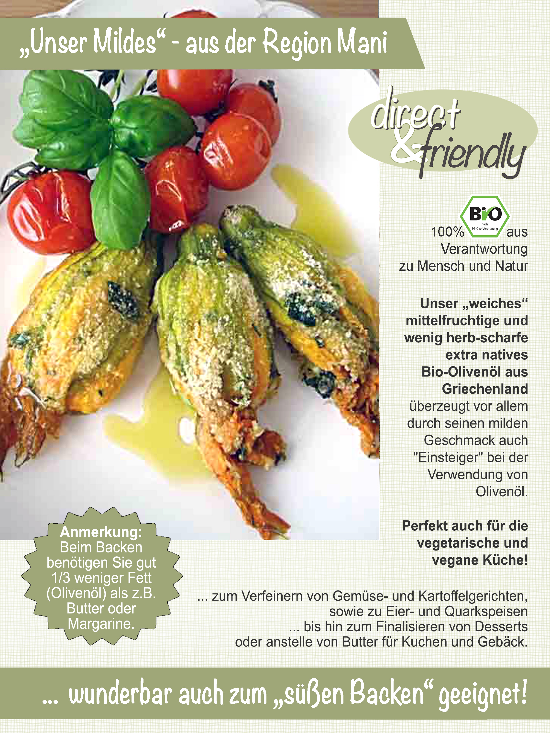 "unser Mildes" extra natives Bio-Olivenöl aus Griechenland