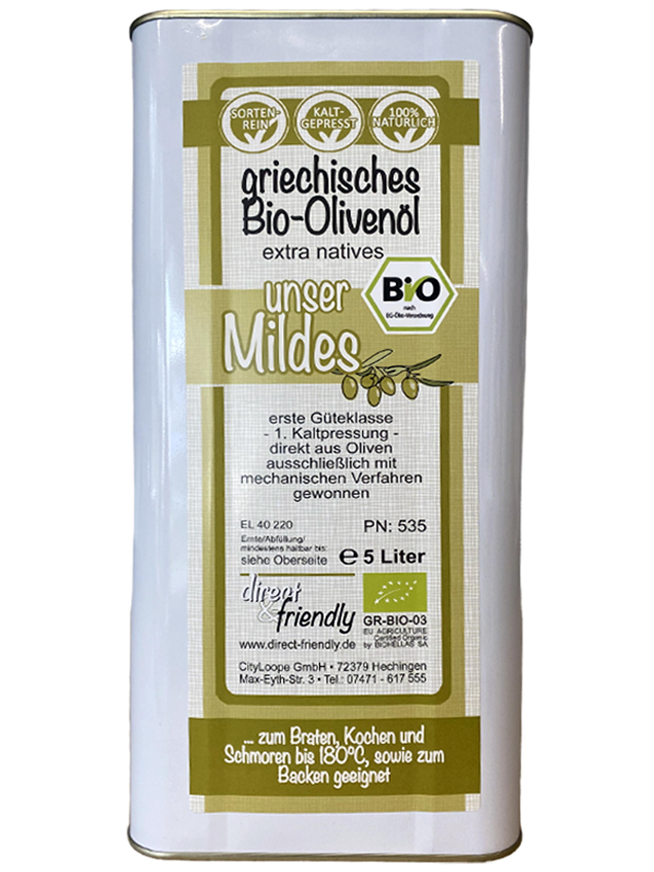 "unser Mildes" extra natives Bio-Olivenöl aus Griechenland