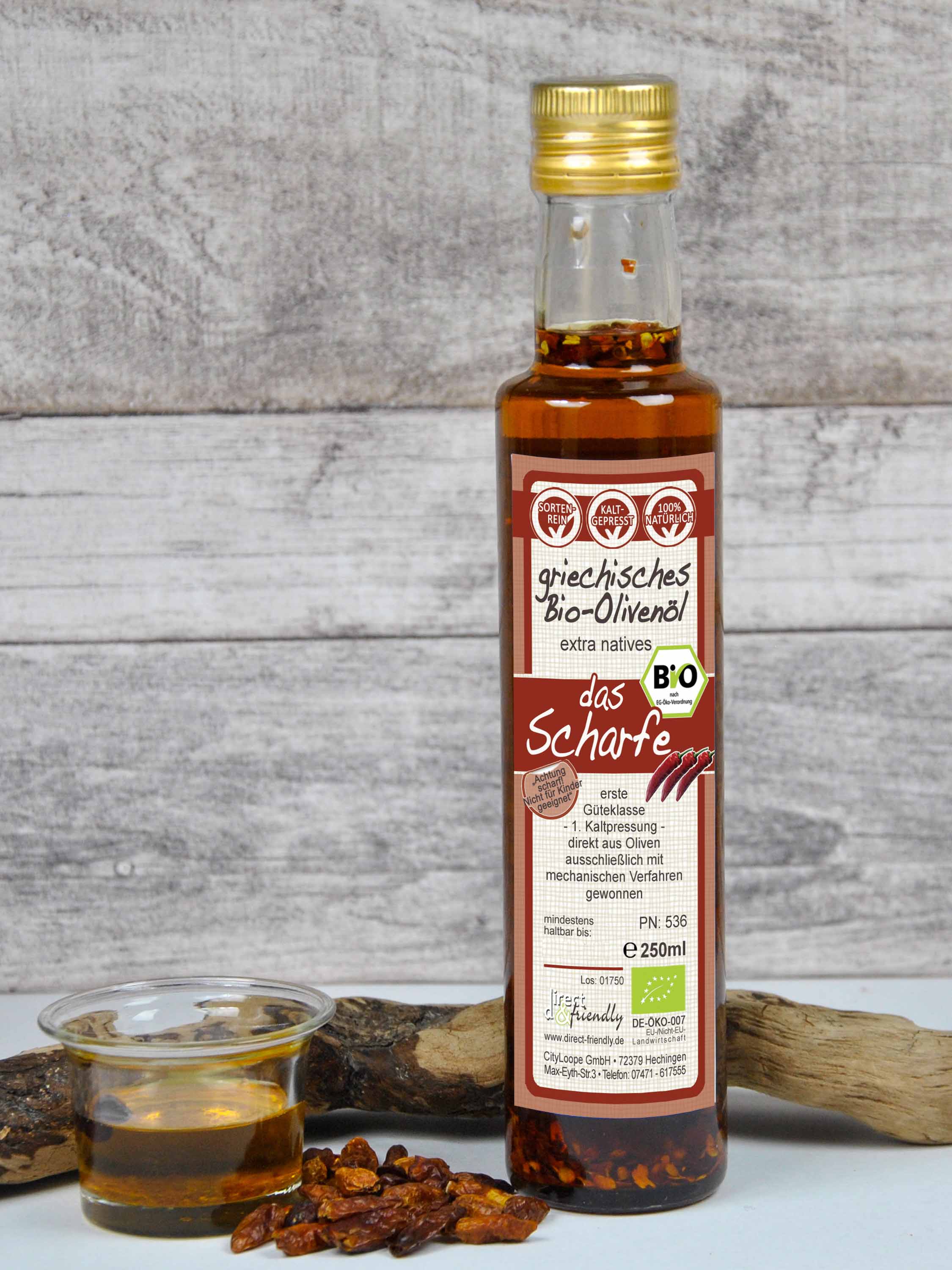 "unser Scharfes" extra natives Bio Olivenöl mit scharfer Chili