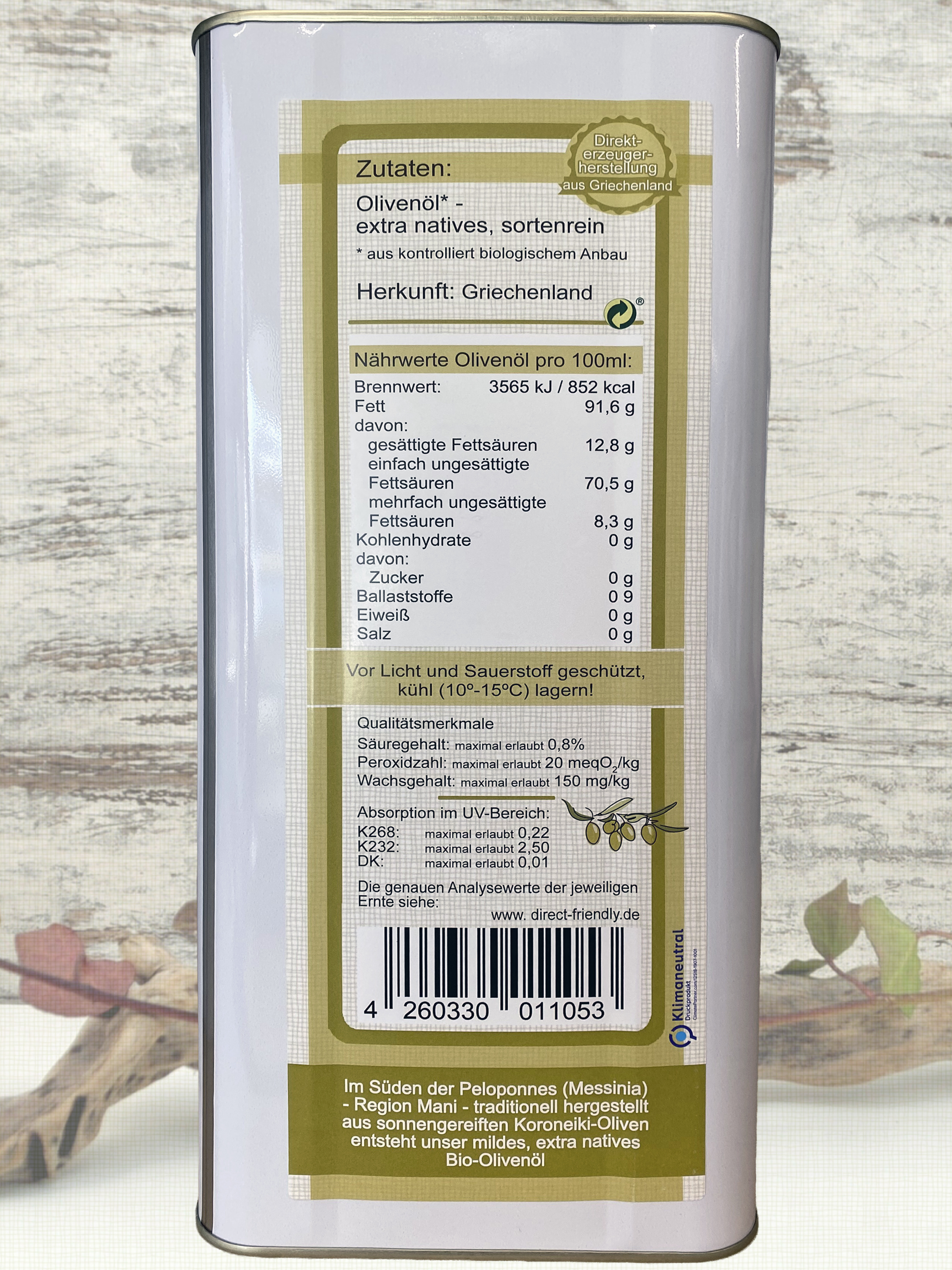 "unser Mildes" extra natives Bio-Olivenöl aus Griechenland