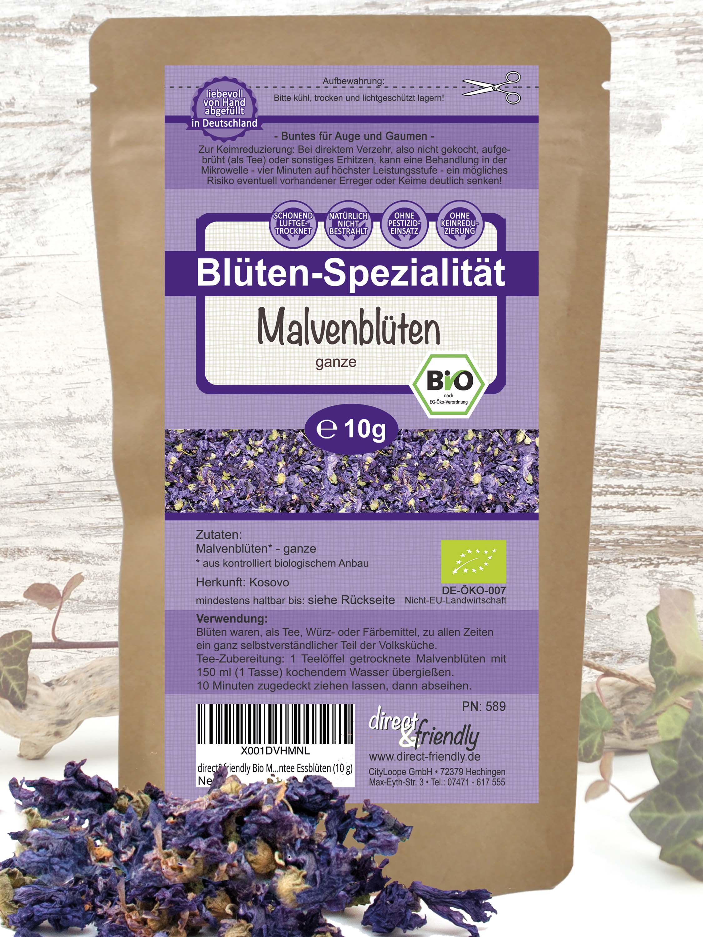 Blaue Bio Malvenblüten - getrocknete Essblüten