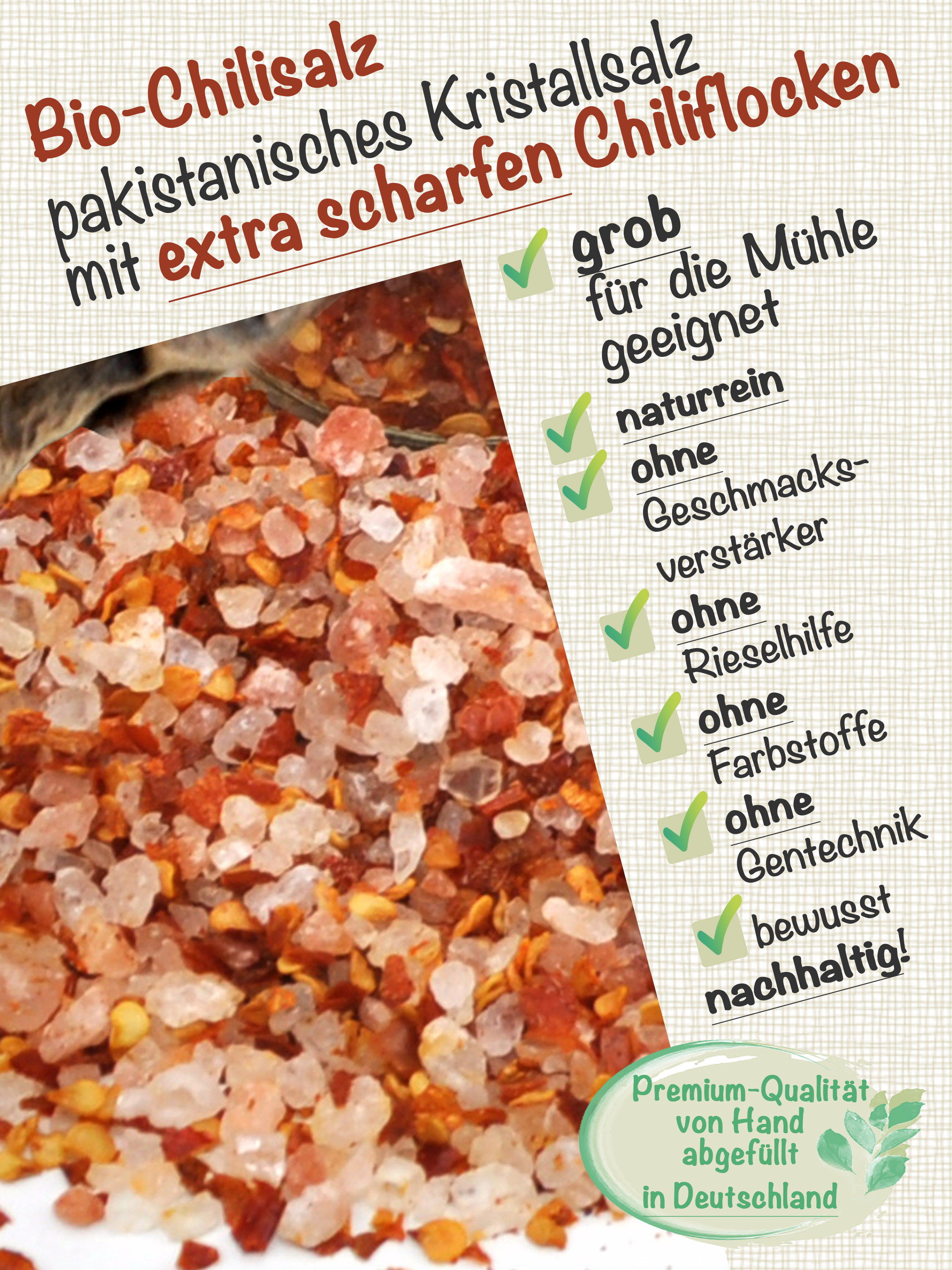 extra scharfes Bio Chilisalz - grob