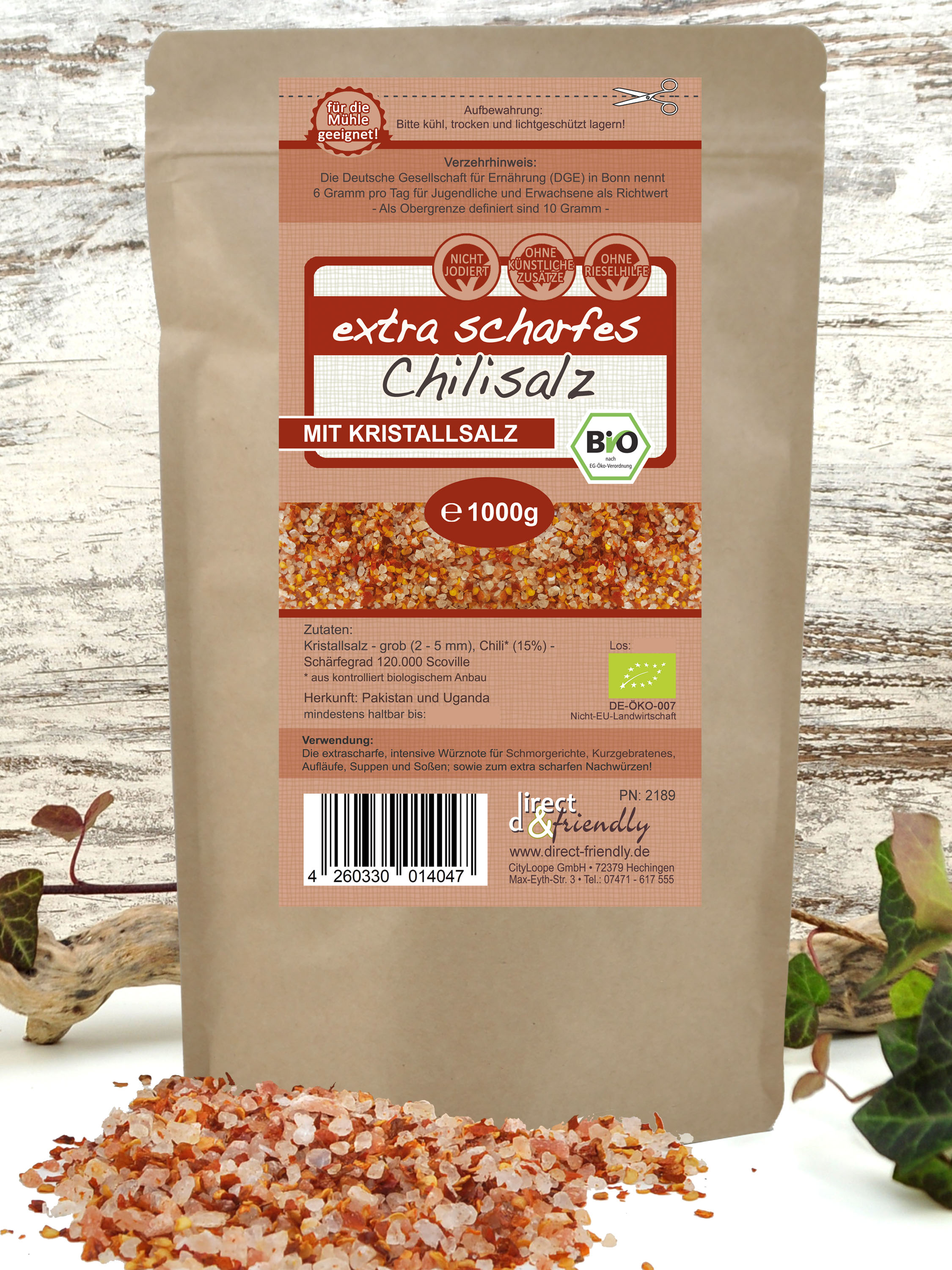 extra scharfes Bio Chilisalz - grob