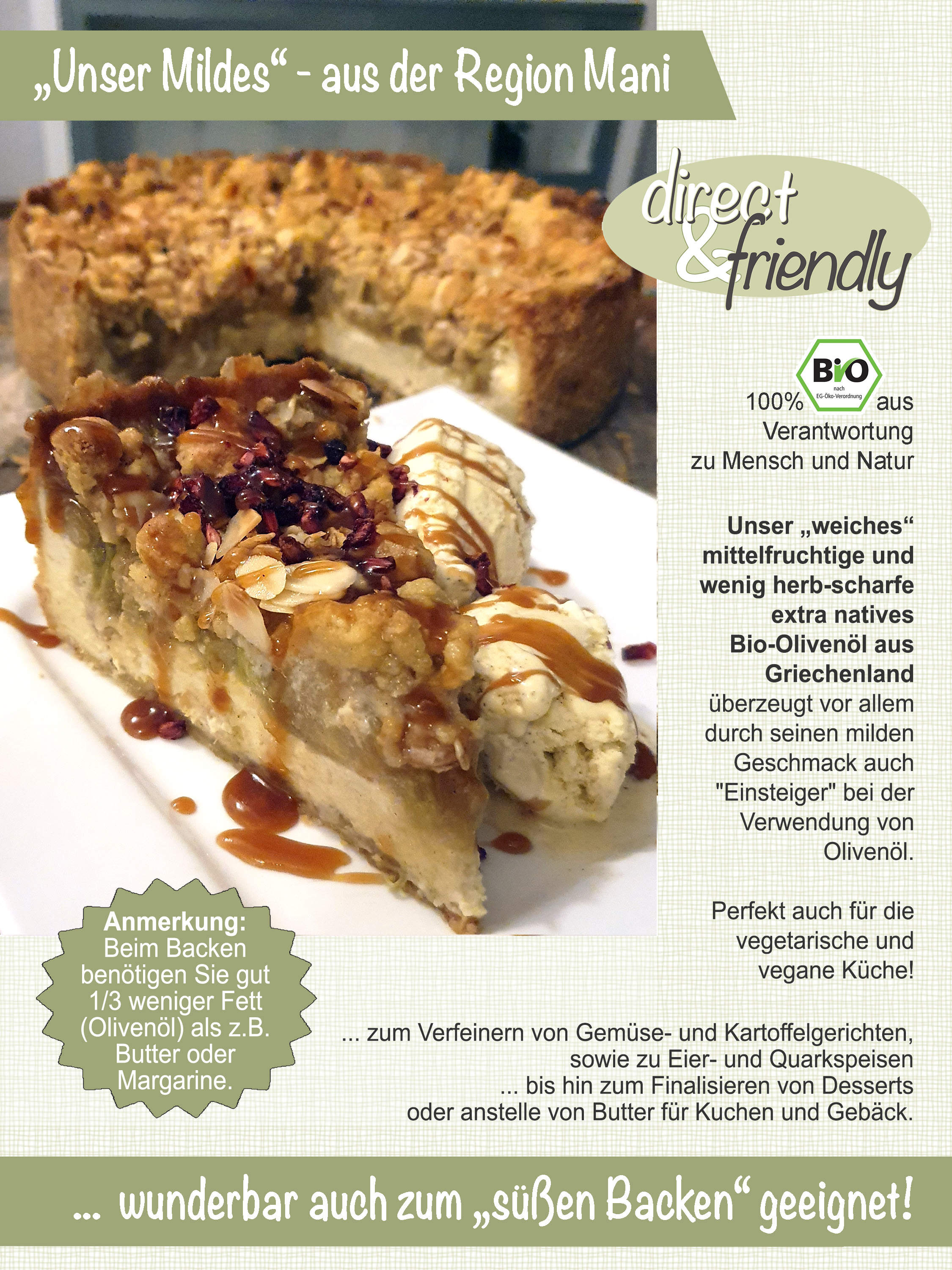 "unser Mildes" extra natives Bio-Olivenöl aus Griechenland