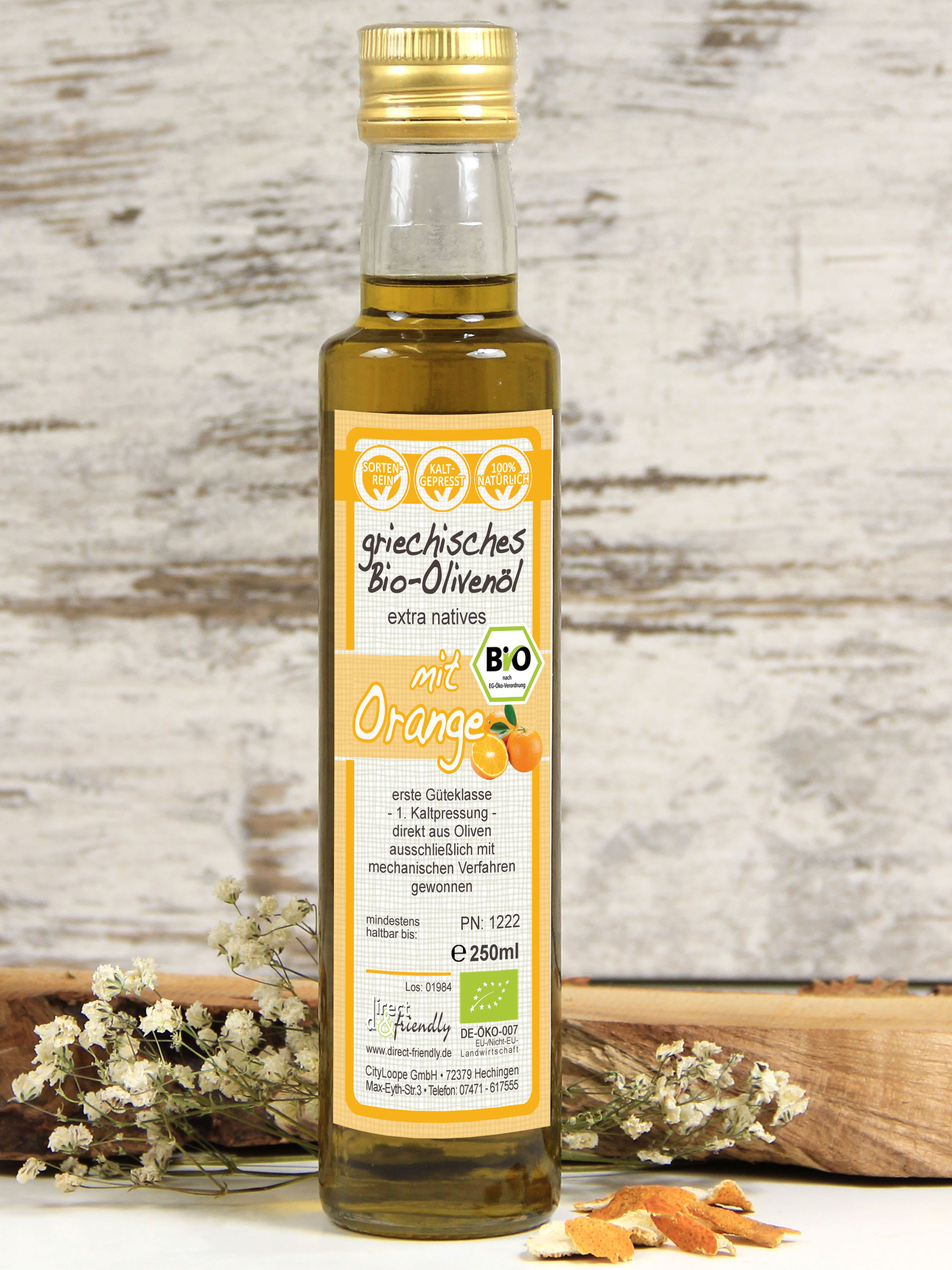 Extra natives Bio-Olivenöl mit Orange