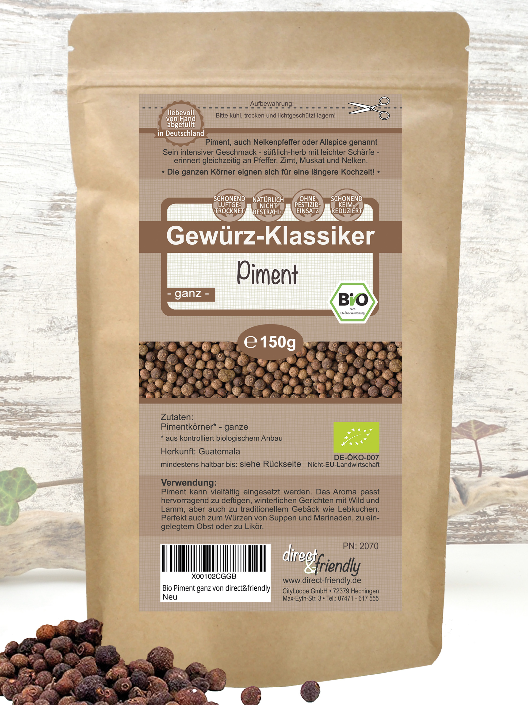 Bio Piment - ganze Körner 150g