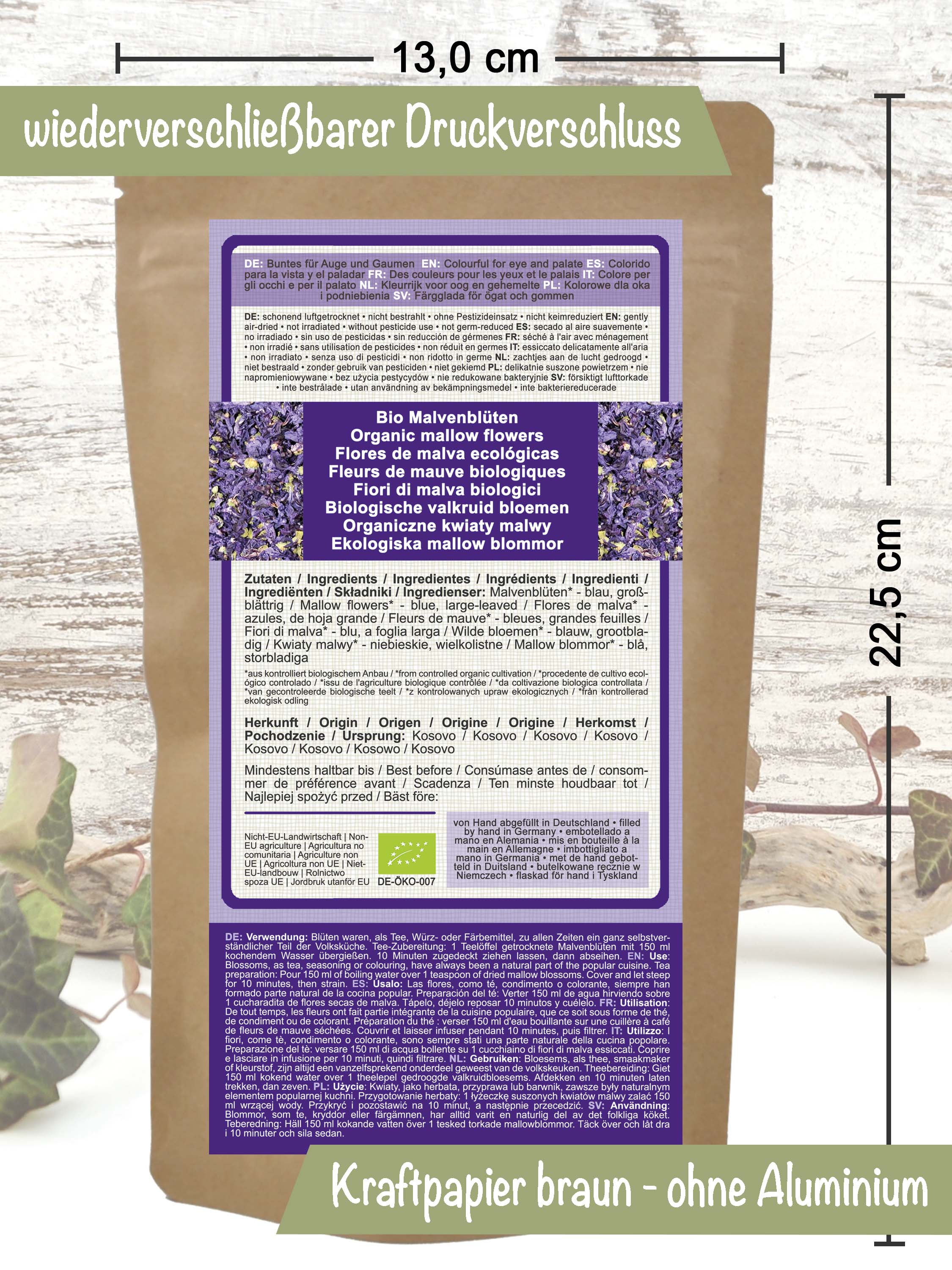 Blaue Bio Malvenblüten - getrocknete Essblüten