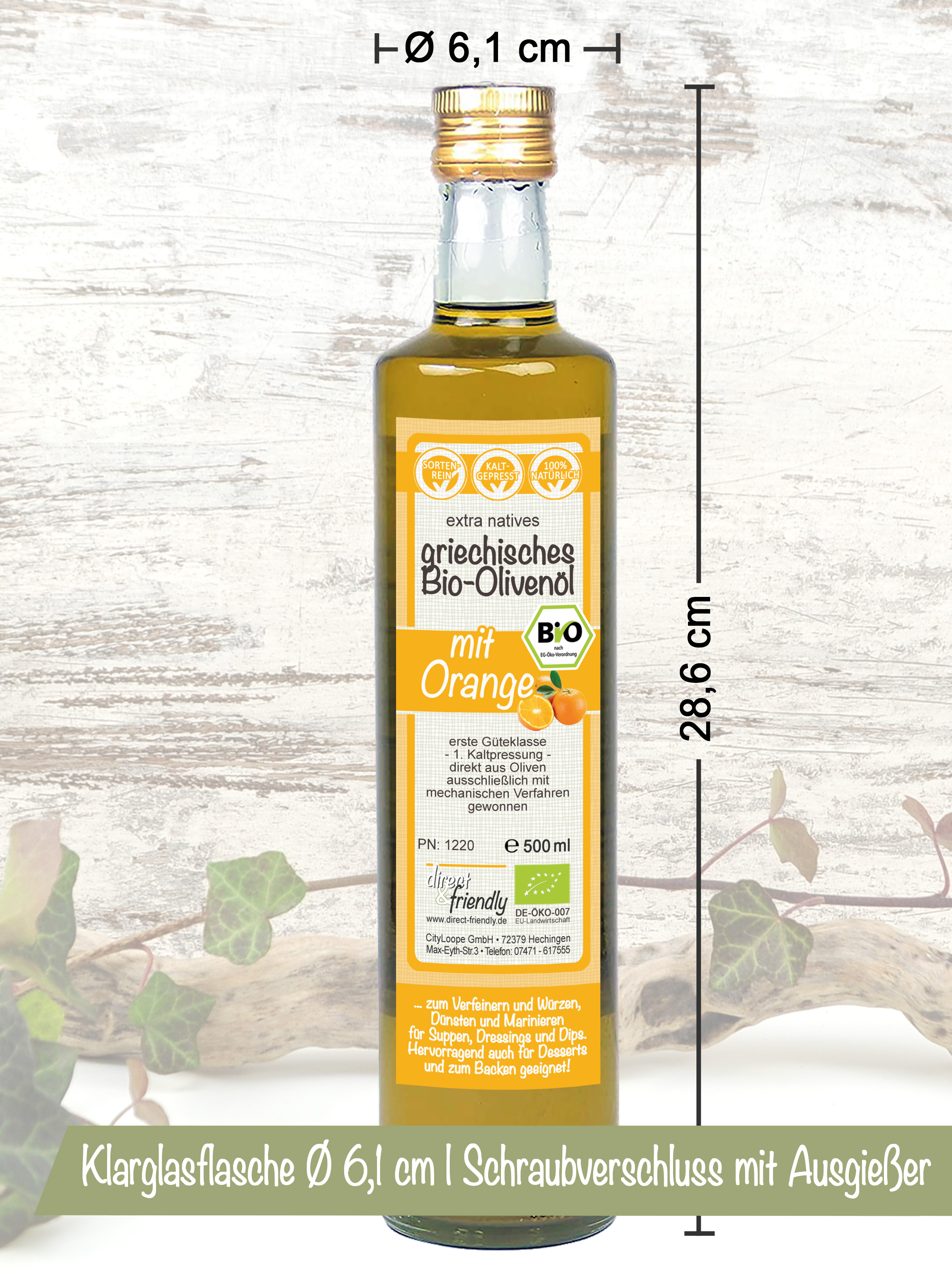 Extra natives Bio-Olivenöl mit Orange