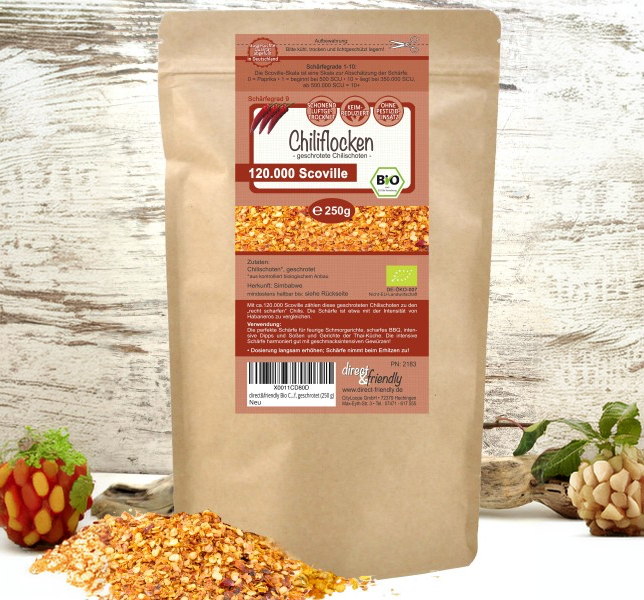 Bio Chili extra scharf - geschrotet, 120.000 SCU