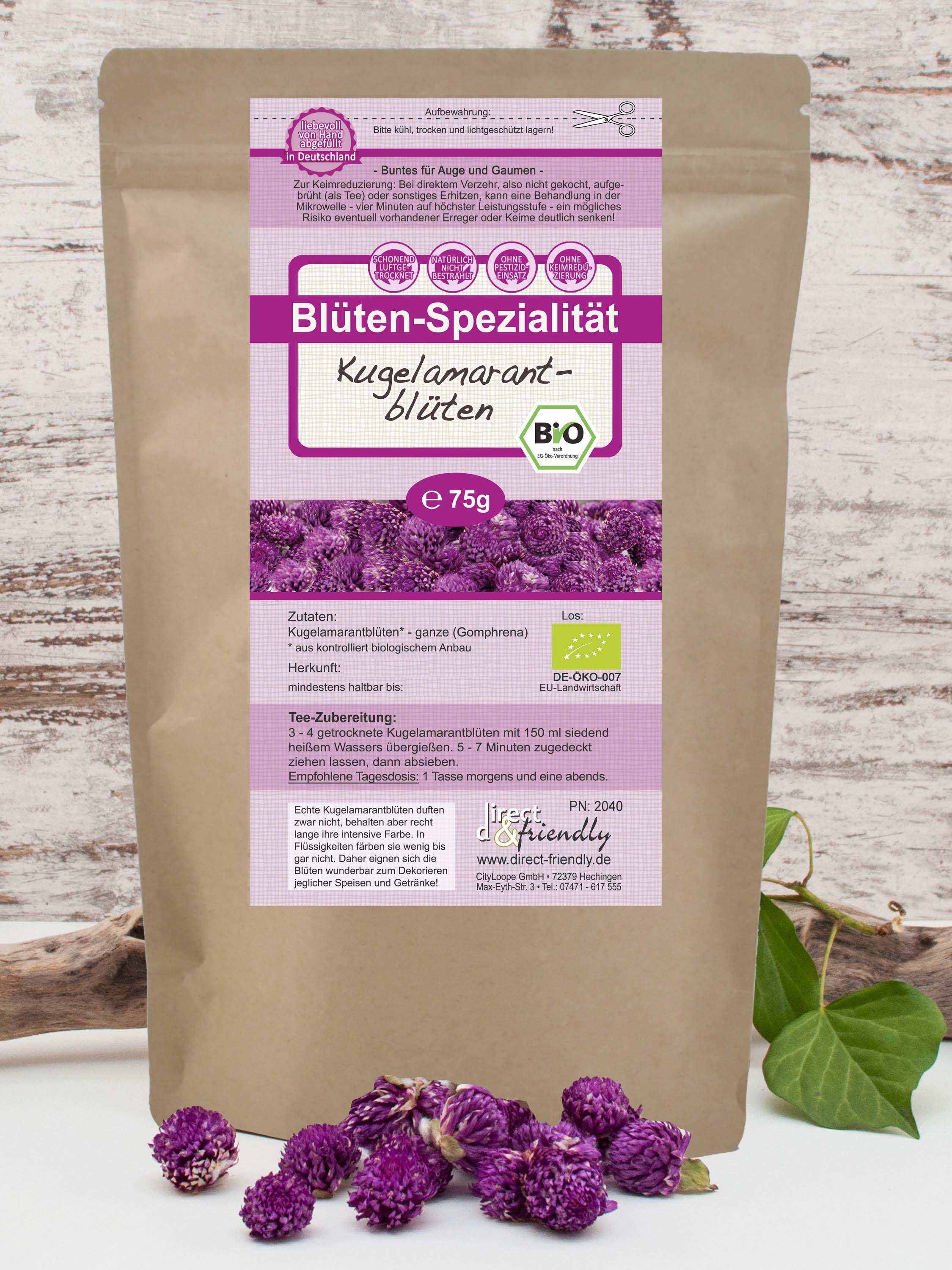 Bio Kugelamaranth - ganze getrocknete Blüten