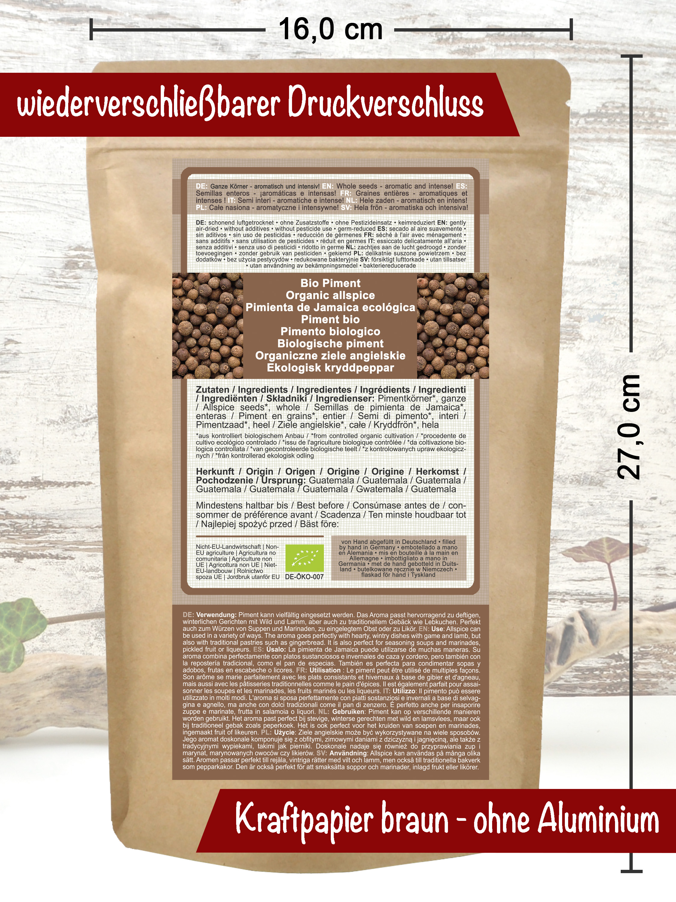 Bio Piment - ganze Körner 150g