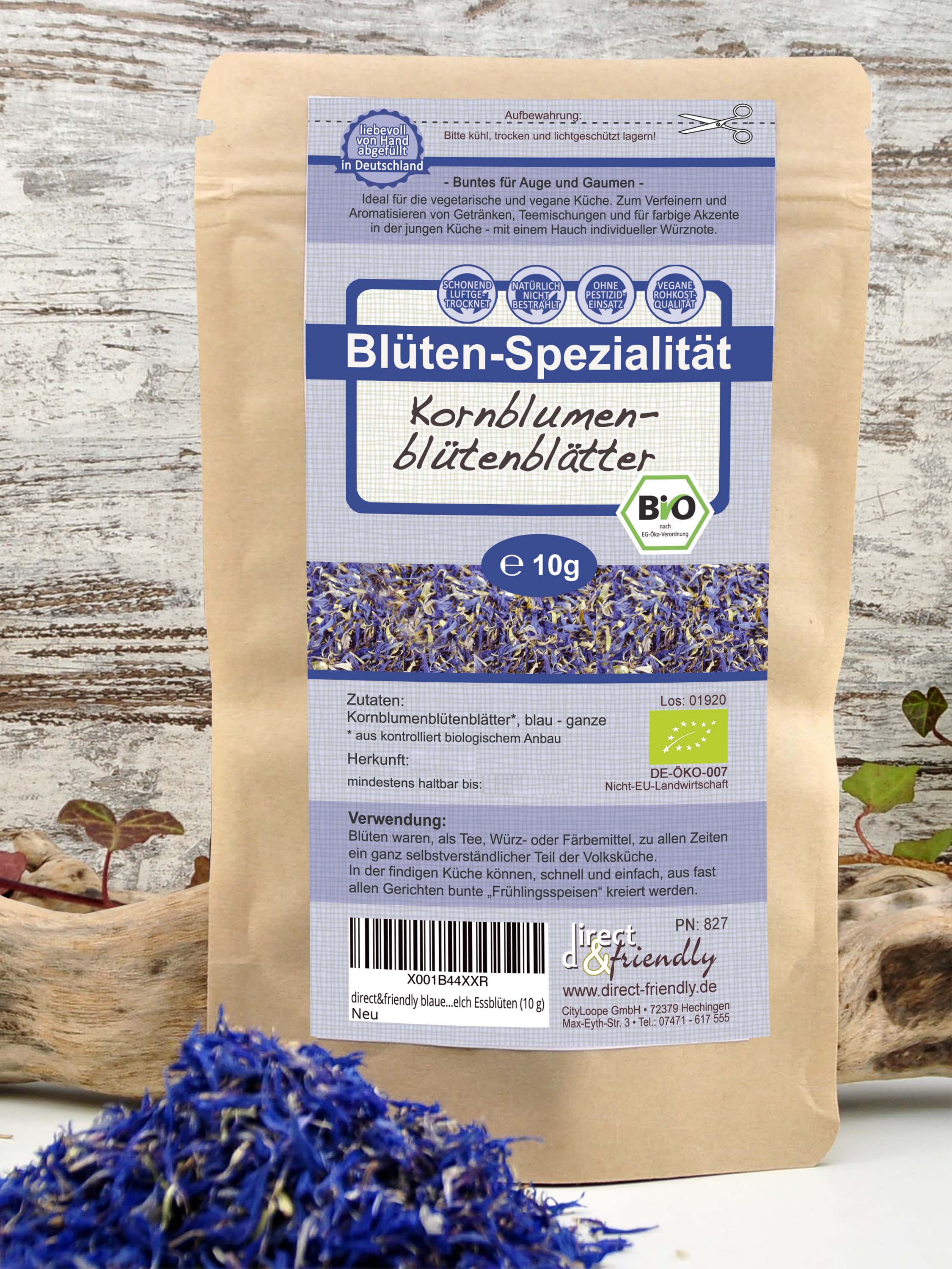 Blaue Bio Kornblumenblütenblätter - getrocknet